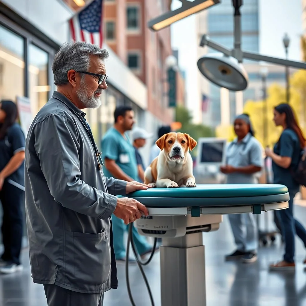 Vet surgery table designed for safe and efficient veterinary procedures.