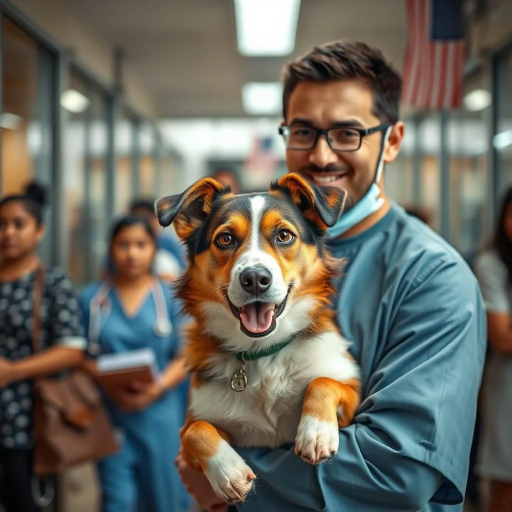 A veterinarian performing animal elective surgery for pet health.