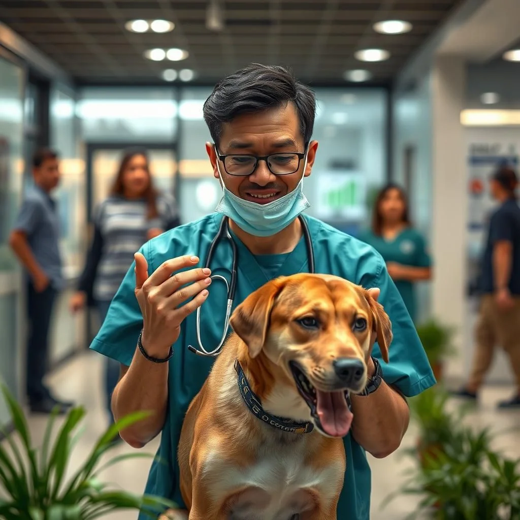 Dog undergoing stomach blockage surgery for recovery and healing.