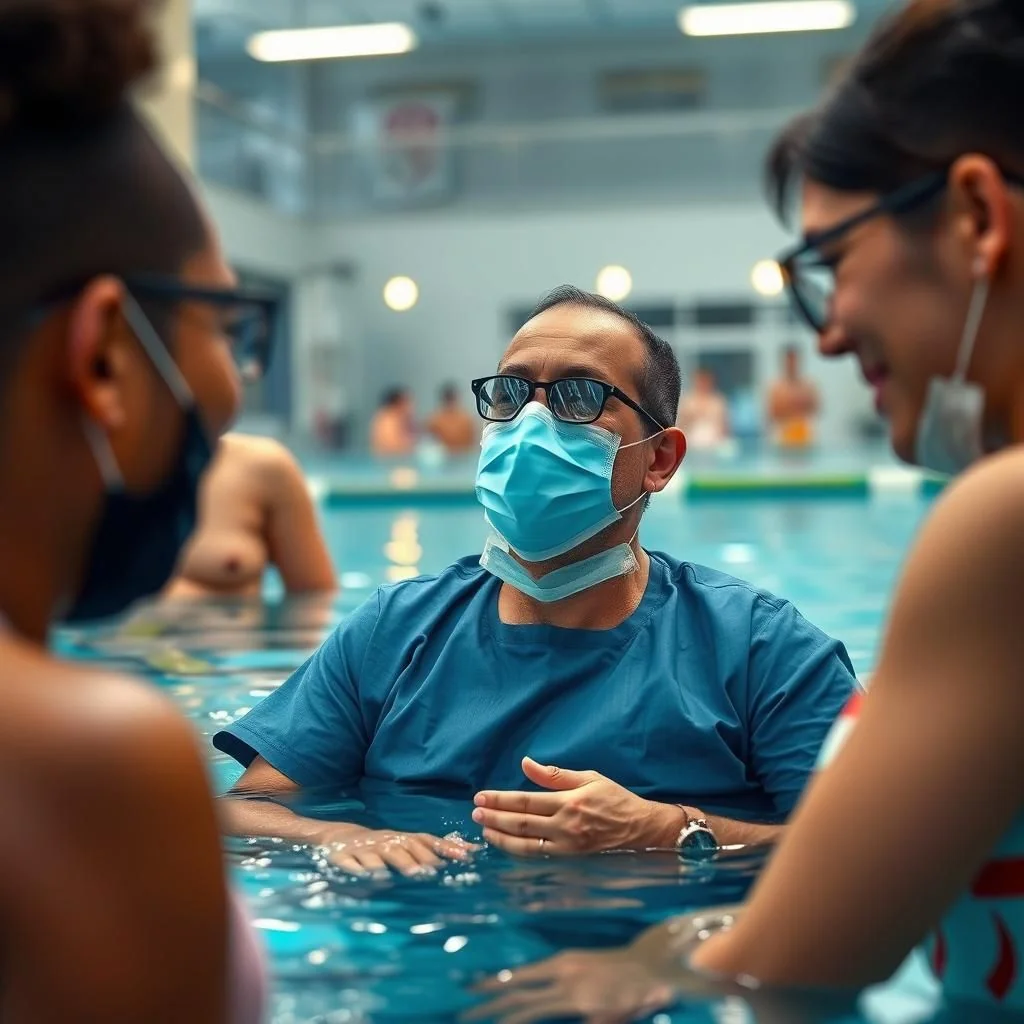 A person preparing to swim post surgery, eager to return safely to the water.
